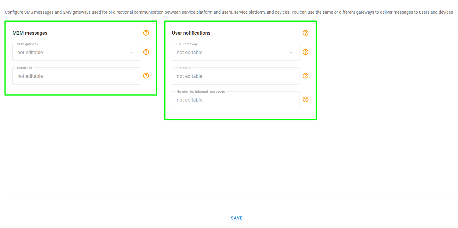 SMS gateway page