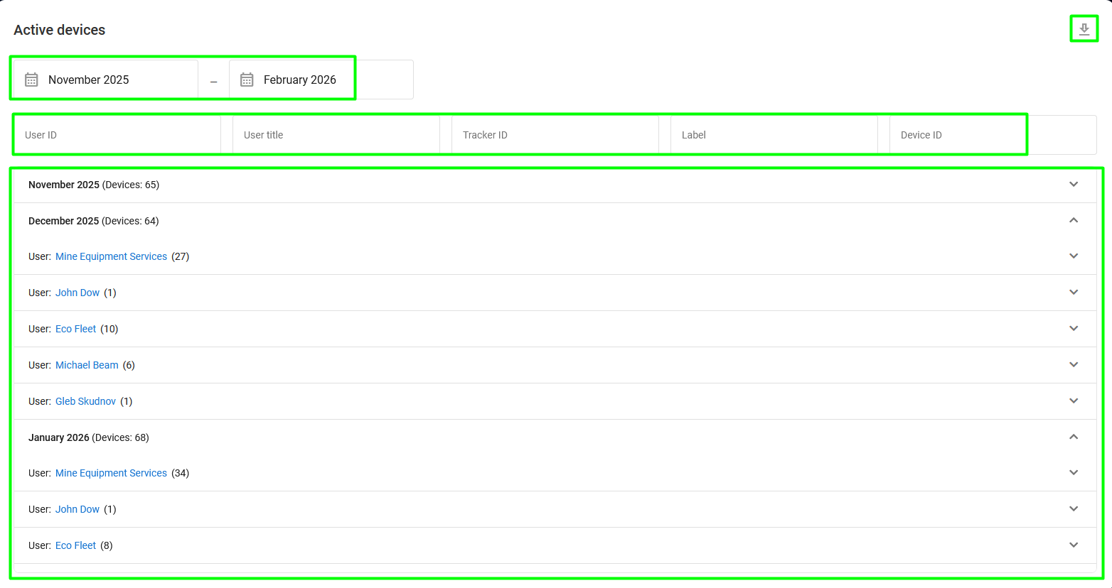 Report page